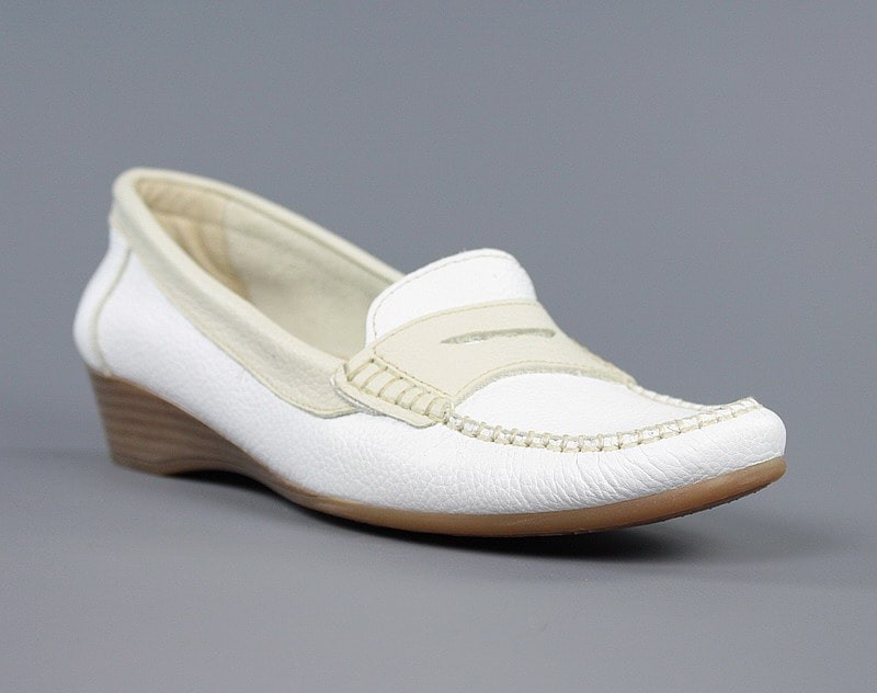 Zapatos de baratos de piel mocasín blanco
