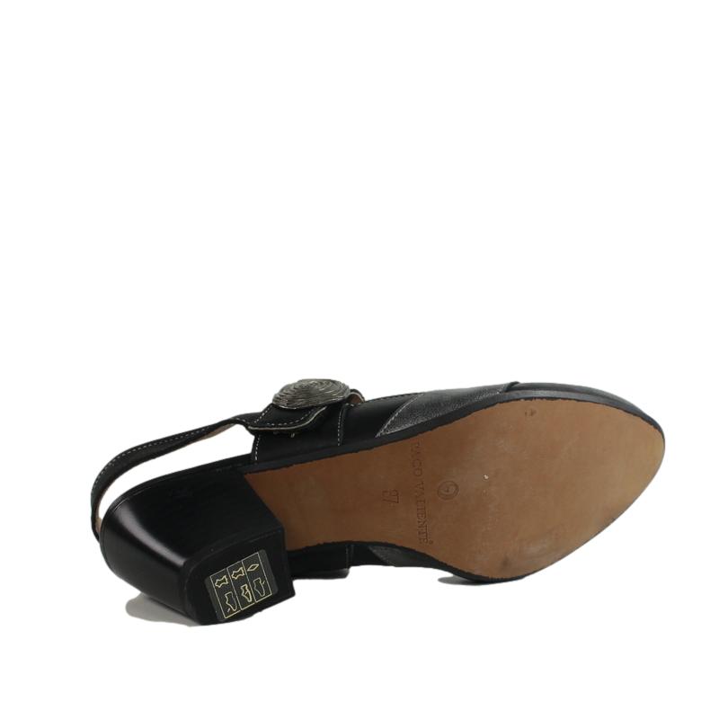 Zapatos destalonados piel negra y plateada con cierre en velcro.t254v-e47 - Imagen 5