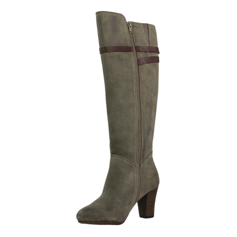Botas altas grises de piel serraje con tacón .t269-27 - Imagen 2