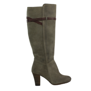 Botas altas grises de piel serraje con tacón .t269-27