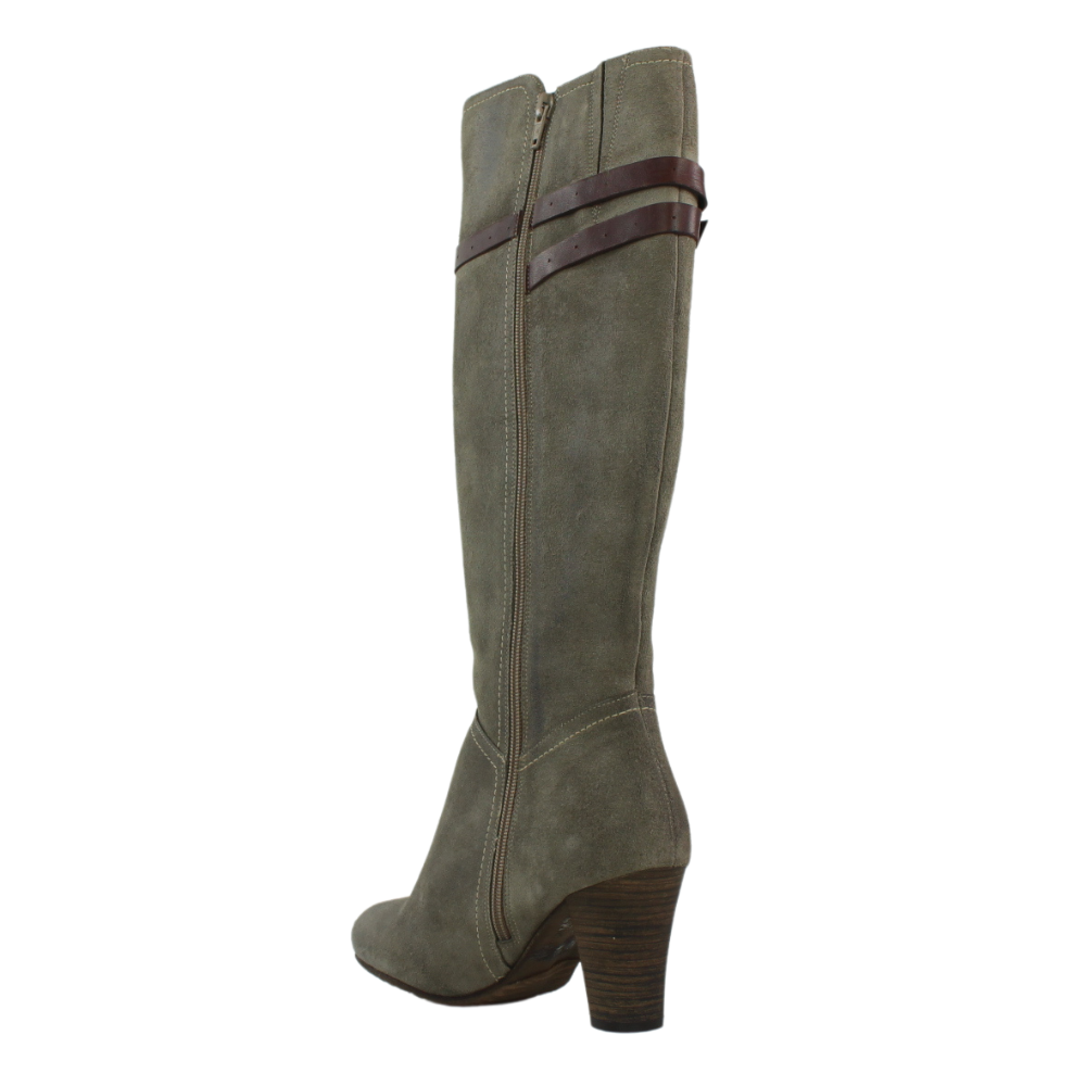 Botas altas grises de piel serraje con tacón .t269-27 - Imagen 3